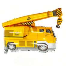 1 pieza Globo de aluminio con decoración de grúa, montacargas, excavadora, vehículo de ingeniería de dibujos animados para decoración de fiesta de cumpleaños - Multicolor - Ver 8