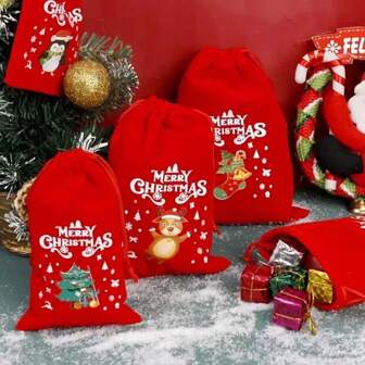 12pcs Christmas Decorations, Christmas Stockings, Christmas Gifts, Packaging Bags, Santa Snowman And Reindeer Storage Bags, Christmas Party Gift Bags - Packaging And Storage Christmas Christmas Decorations Christmas Pajamas Christmas Gifts Christmas Decor