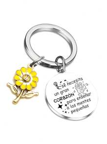 1 pieza Llavero de etiqueta de acero inoxidable como regalo del Día del Maestro, llavero para mochila/coche, regalo de graduación para accesorios de coche del maestro, dije para bolsa, mochila para la escuela
