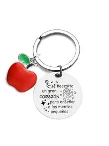 1 pieza Llavero de etiqueta de acero inoxidable como regalo del Día del Maestro, llavero para mochila/coche, regalo de graduación para accesorios de coche del maestro, dije para bolsa, mochila para la escuela