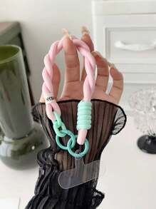 1 件时尚短款双色编织链锁尼龙腕带手机挂绳适用于 11 12 13 14 15 Pro Max 兼容三星送给母亲、家人、朋友、生日、节日的礼物手机挂饰、手机链 - 彩色 - 查看 13