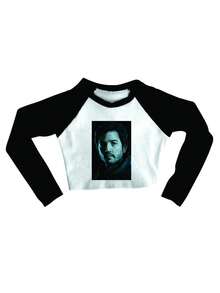 Cropped Raglan Winter Feminino Tumblr Blogger Sar Wr Ascenção 7 Feminino Long Sleeve - 黑與白 - 查看 1