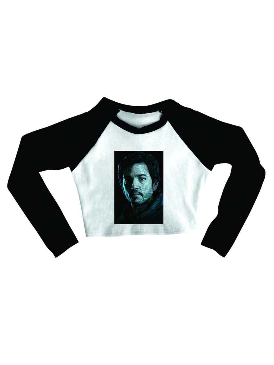 Cropped Raglan Winter Feminino Tumblr Blogger Sar Wr Ascenção 7 Feminino Long Sleeve - 黑與白 - 查看 1