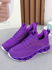 Women's Slip On Walking Running Shoes Blade Tennis Casual Fashion Sneakers Comfort Non Slip Work Sport Athletic Trainer White - 紫色 - 查看 3
