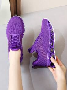 Women's Slip On Walking Running Shoes Blade Tennis Casual Fashion Sneakers Comfort Non Slip Work Sport Athletic Trainer White - 紫色 - 查看 2