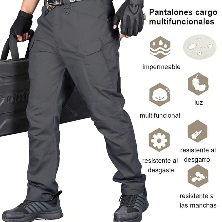 Pantalones Tácticos Hombre Ligeros Para - Gris - Ver 1