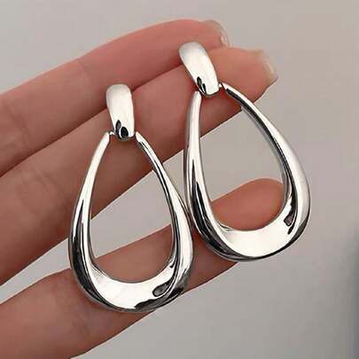 1 Pair Elegant Geometric Design Drop Earrings, Suitable For Parties, Daily Wear, And Vacations
