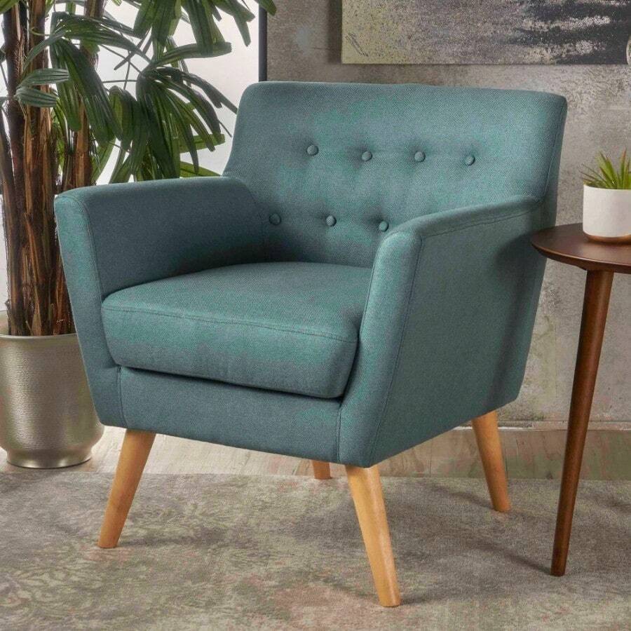 Outdoor Chair, Mid-Century Fabric Outdoor Chair, Dark Teal
