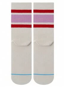 1 Pair Classic Women & Men Striped Mid-Calf Sports Casual Socks, Breathable Long Tube Socks, Solid Color Fashion Socks, Suitable As Girlfriend Gift - Pink - View 4