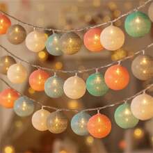1 件 150 厘米 10LED 螺纹球 LED 仙女灯串、球形花环灯串、节能装饰灯、户外室内卧室婚礼派对装饰 LED 灯串、圣诞家居装饰灯、派对营地帐篷装饰灯