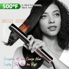 RUCHA 500度高溫專業拉直捲髮器，30秒快速加熱陶瓷發夾2合1等離子拉直板，防止毛躁，雙電壓適用於旅行使用 - 查看 2