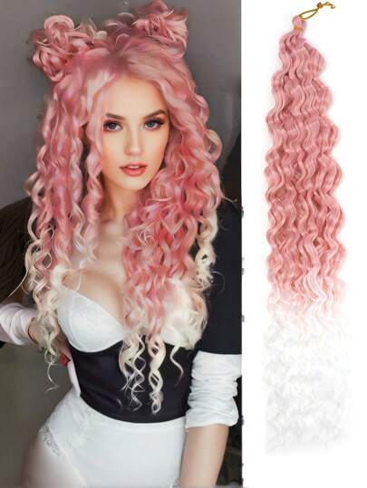Curly Crochet Hair Ocean Deep Water Wave Crochet Hair Extensions Synthetic Brown Ombre Braiding Crochet Hair Extensions For Women Halloween Cosplay Dress Up Fashion Party Christmas Birthday 30 Inch Synthetic Hair Extensions