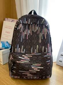 1 件大容量、防水、便携式释放扣装饰经典背包饰品，适合青少年女孩女大学生、白领工作者，非常适合学校、大学、工作、商务、通勤、返校、学校背包、大容量、便携式、笔记本电脑隔层，适合青少年女孩女大学生、男孩和男人、大学、小学、初中、高中、工作、商务、通勤、户外、旅行、郊游 - 黑色 - 查看 2