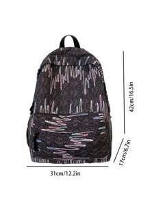 1 件大容量、防水、便携式释放扣装饰经典背包饰品，适合青少年女孩女大学生、白领工作者，非常适合学校、大学、工作、商务、通勤、返校、学校背包、大容量、便携式、笔记本电脑隔层，适合青少年女孩女大学生、男孩和男人、大学、小学、初中、高中、工作、商务、通勤、户外、旅行、郊游 - 黑色 - 查看 6