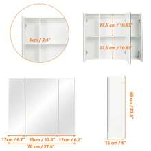 Bathroom Mirror Cabinet, Medicine Cabinet With 3 Door, Wall Cabinet With 3-Adjustable Shelves, White