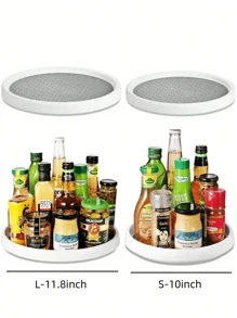 1pc PET Organizer, Pantry Slouchy Turntable For Cabinet, Kitchen Cabinet Organizer, Pantry Organization And Storage -White/Gray - Multicolor - View 3