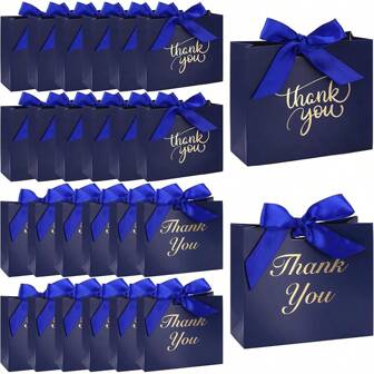 12 件/24 件 4.5 英寸 X 1.8 英寸 X 3.9 英寸小型感谢礼品袋，带蝴蝶结的迷你糖果袋，非常适合派对、生日、婚礼新娘送礼会回礼、婚礼宾客礼物、礼品盒、婚宴装饰、返校情人节