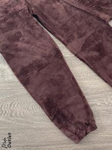 conjunto de dos piezas de pijama para dama - Café integral - Ver 3