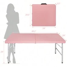 4FT Portable Folding Table Indoor&Outdoor Maximum Weight 135KG Plastic Foldable Table For Camping, Picnics,Pink - Pink - View 2