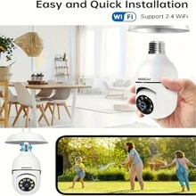 Light Bulb Camera 2K Resolution Home Wifi3MP Security Camera, Intelligent 360 Ptz Indoor/Outdoor Light Bulb Security Camera, Remote Voice Intercom HD Night Vision Light Bulb Security Camera Can Be Used Indoors And Outdoors - 白色 - 查看 5