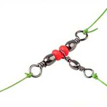 20pcs Japanese Style Treble Swivel Connector, T-Shape Red Bead Treble Swivel Fishing Connector, Forked 8-Shape Swivel Adapter For Lure Fishing