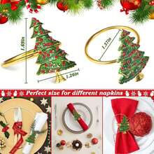 1/4/6 Chiếc Vòng Đựng Khăn Ăn Hình Cây Xanh Cho Bàn Ăn - Tiệc Cưới, Vòng Đựng Khăn Ăn Hình Vòng Hoa Ông Già Noel Kẹo Mía Thiết Kế Tuần Lộc Vòng Đựng Khăn Ăn Cho Bữa Tiệc Ngày Lễ Trang Trí Bàn Ăn - Nhiều màu - Xem 2