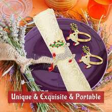 1/4/6 Chiếc Vòng Đựng Khăn Ăn Hình Cây Xanh Cho Bàn Ăn - Tiệc Cưới, Vòng Đựng Khăn Ăn Hình Vòng Hoa Ông Già Noel Kẹo Mía Thiết Kế Tuần Lộc Vòng Đựng Khăn Ăn Cho Bữa Tiệc Ngày Lễ Trang Trí Bàn Ăn - Nhiều màu - Xem 4