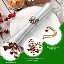 1/4/6 Chiếc Vòng Đựng Khăn Ăn Hình Cây Xanh Cho Bàn Ăn - Tiệc Cưới, Vòng Đựng Khăn Ăn Hình Vòng Hoa Ông Già Noel Kẹo Mía Thiết Kế Tuần Lộc Vòng Đựng Khăn Ăn Cho Bữa Tiệc Ngày Lễ Trang Trí Bàn Ăn - Nhiều màu - Xem 6