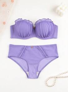 MLeyhoice Women's Sexy Purple Bra Push Up With Underwire, Fashion Bra Set, Kawaii - Purple - View 5