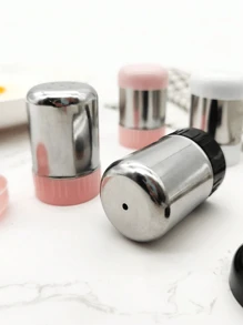 2Pcs Salt And Pepper Shaker Set, Portable Mini Salt Spice Shakers Steel Powder Sugar Shaker Duster With Multi Pour Holes & Lid, Spice Dispenser For BBQ Grill, Camping, Travel Seasoning Bottles,Individual - Black and White - View 4