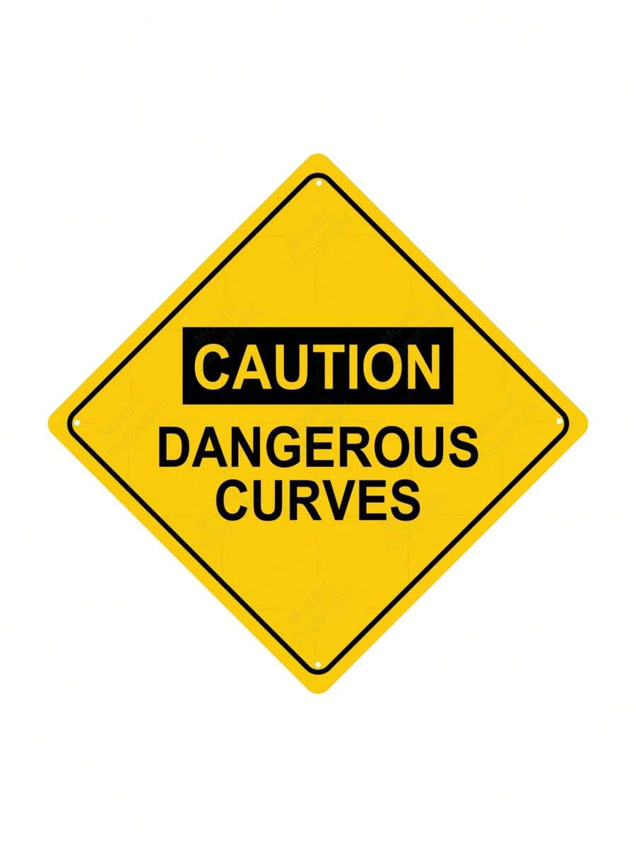 1 pieza, Cartel de metal divertido "Caution - Dangerous Curves" (20 x 20 cm), decoración novedosa para el hogar, la habitación, la pared, el baño, el bar, la cafetería, el garaje, la granja - Multicolor - Ver 1