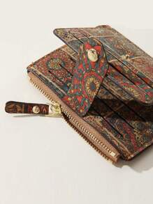 1pc Unisex Vintage Style Coin Purse 9 Card Slots Printed Pattern Soft Cork Material Suitable For Daily Use Card Holder Wallet Business Card Holder Credit Card Holder Id Card Holder Women For Women Mini Wallet Card Wallet