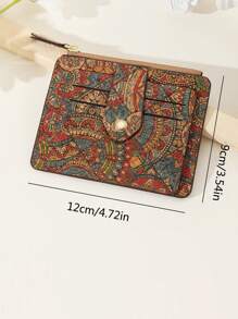 1pc Unisex Vintage Style Coin Purse 9 Card Slots Printed Pattern Soft Cork Material Suitable For Daily Use Card Holder Wallet Business Card Holder Credit Card Holder Id Card Holder Women For Women Mini Wallet Card Wallet