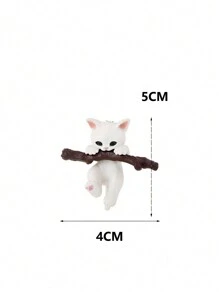 1 件可爱卡通猫咪拿着树枝钥匙扣包包挂饰卡通钥匙扣钥匙扣挂饰钥匙扣配件女士钥匙扣 - 白色 - 查看 6