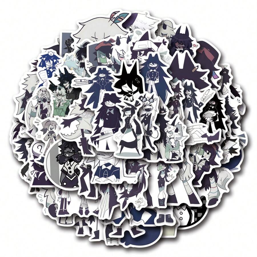 55 stks/pak Fundamenteel Papier Onderwijs Cartoon Doodle Stickers, Leuke Kawaii Anime Interessante Esthetische Labels voor instrumenten, gitaren, plakboeken, zelfklevende afdichting briefpapier, kaarten, enveloppen, geschenken, beloningen voor tienerfeestjes - Grijs - Bekijken 1