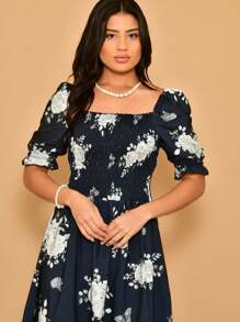 Helena Crepinho Printed Dot Midi Dress With Short Sleeves - 黑色 - 查看 4