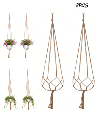 2pcs/Set /4pcs/Set Creative Woven Plant Hanger,Plant Hanger Flower Pot Plant Holder,Flower Basket Rope,Wall Hanging Hanging Plant Pot Plants Hanger Hanging Baskets,For Indoor Outdoor Home Garden Balcony Decorations(Multiple Sizes Available)