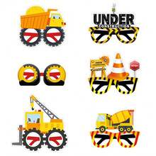 12pcs Paper Glasses With Construction Theme, For Daily Gathering & Camping - Yellow - View 3