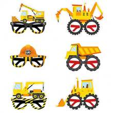 12pcs Paper Glasses With Construction Theme, For Daily Gathering & Camping - Yellow - View 4