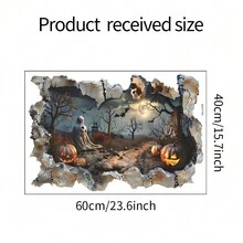 1pc Halloween Horror Broken Wall Monster Wall Decal - Multicolor - View 10