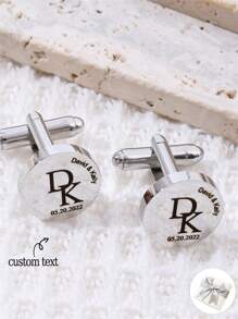 1pair Engraved Logo Cufflinks, Personalized Cufflinks Gift For Men, Unique Gift For Boyfriend, Dad, Father's Day, Valentine's Day, Christmas