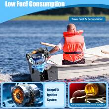 Outboard Motor Engine 6HP Fishing Boat 4 Stroke Outboard Engine Air Cooling Motor 6HP 4 Stroke Heavy Duty Outboard Motor Marine Boat Engine Air Cooling 2500RPM - Black - View 3