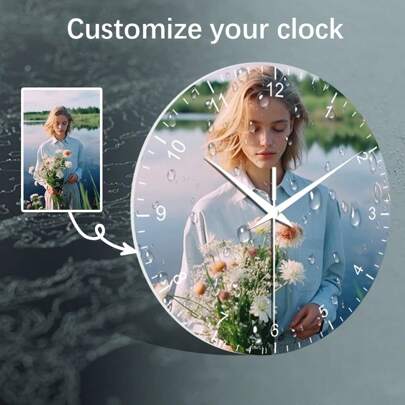 1 pieza Reloj de pared personalizado, personaliza tu foto en los relojes, regalo para tu familia, amigos, mascotas, amantes. Ornamental, exquisito, elegante, de alta calidad, moderno, colorido, personalizado a medida, único. Regalos ideales para él, ella, novio, novia, papá, mamá, familia, amigos para aniversarios, San Valentín, Día de la Madre, Día del Niño, cumpleaños, Día del Padre, graduación, bodas, inauguración del hogar. Para el hogar, oficina, sala de estar, dormitorio, comedor, sala de té, decoración del hogar