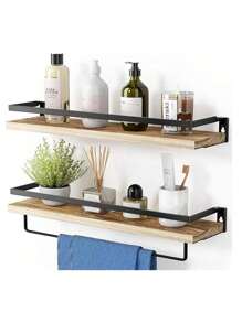 1 Set Of 2pcs/3pcs/4pcs Floating Shelves With Metal Frame, Bathroom Shelves With Metal Wire Storage Basket, Satisfying Your Decor And Organization Needs For Bathroom, Kitchen, Bedroom Wall Home Bathroom Decor Bathroom Organizer Fall Decor Back To School Bathroom - Multicolor - View 14