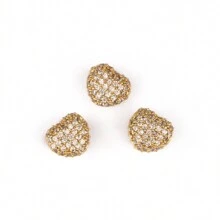 3 pezzi di perline in metallo a forma di cuore e teschio con zirconi micro pavé per la realizzazione fai da te di braccialetti, collane e accessori gioielleria