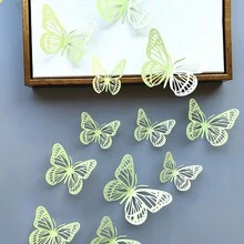 12pcs 3D Butterfly Stickers For Graduation Caps, Wall Decorations, Birthday Party, Cake Decorations, Arts And Crafts Projects - Multicolor - View 6