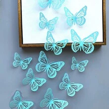 12pcs 3D Butterfly Stickers For Graduation Caps, Wall Decorations, Birthday Party, Cake Decorations, Arts And Crafts Projects - Multicolor - View 5