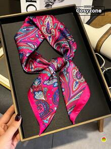 1 pieza 70s banda de imitación de seda con estampado paisley, cinturón versátil, pañuelo decorativo para cabeza o cuello, banda para cabello ideal para darle estilo a tu look - Multicolor - Ver 1