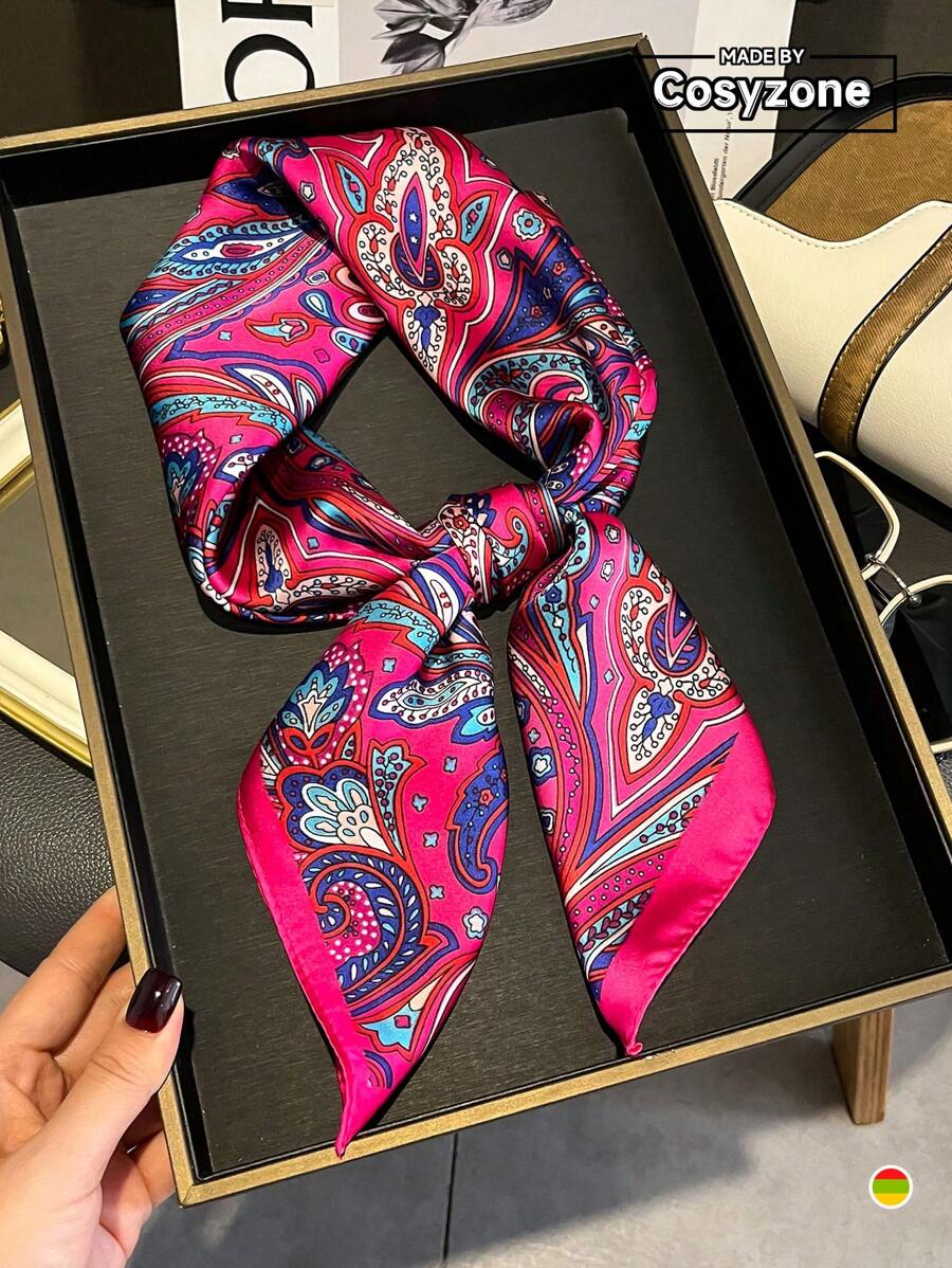 1 pieza 70s banda de imitación de seda con estampado paisley, cinturón versátil, pañuelo decorativo para cabeza o cuello, banda para cabello ideal para darle estilo a tu look - Multicolor - Ver 1