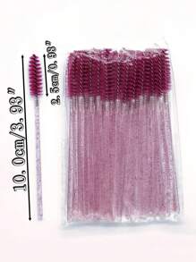 50Pcs Disposable Eyelash Brush Hot Pink Micro Crystal Lash Mascara Wand Makeup Beauty Applicator Eyelash Extension Tools